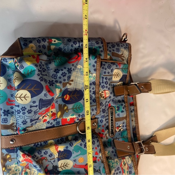 Lily Bloom Who Let The Dogs Out Shoulder Bag Tote Purse Multi Pocket Blue - Picture 3 of 8